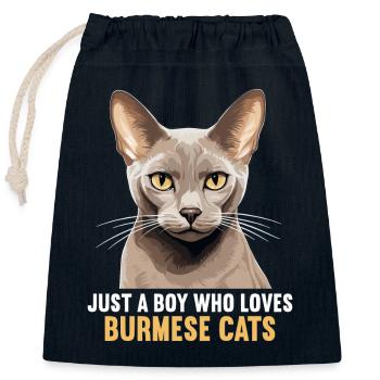 Burmese Cat Burma Katze - Closable cotton gift bag (25x30cm) - navy - Front