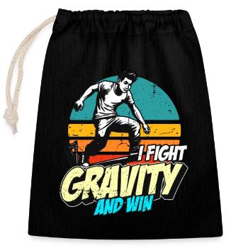 Parkour I Fight Gravity And Backflip Parkour Lover - Closable cotton gift bag (25x30cm) - black - Front