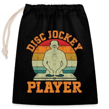 Disc Jockey Player Retro Disco Hall Disc Jockeys - Verschließbarer Geschenkbeutel aus Baumwolle (25x30cm) - Schwarz - Vorne