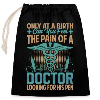 Tenue pour les étudiants en médecine et les assistants médicaux - Sac cadeau en coton avec cordon (25 x 30 cm) - noir - Devant