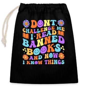 enthusiasts who read forbidden books, - Closable cotton gift bag (25x30cm) - black - Front