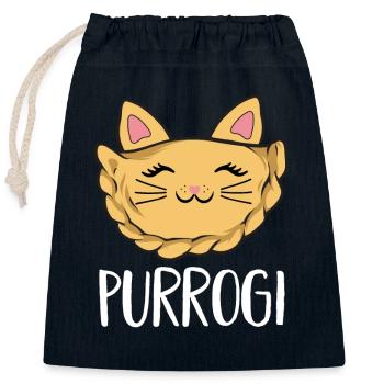 Polish Food Pierogi - Closable cotton gift bag (25x30cm) - navy - Front