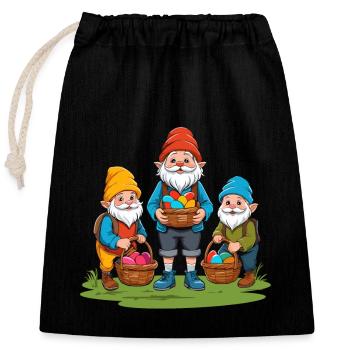 Easter Norse Gnome Easter Bunny Dwarfs - Closable cotton gift bag (25x30cm) - black - Front