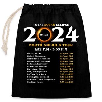Éclipse Totale de Soleil Totalité : 8 avril 2024 Nord - Sac cadeau en coton avec cordon (25 x 30 cm) - noir - Devant