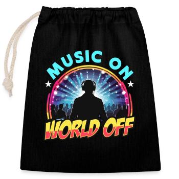 Disc Jockey Music On World Turntable Disc Jockeys - Verschließbarer Geschenkbeutel aus Baumwolle (25x30cm) - Schwarz - Vorne