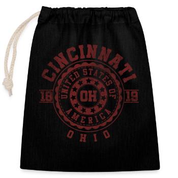 Cincinnati OH | Ohio Souvenir & Geschenk - Verschließbarer Geschenkbeutel aus Baumwolle (25x30cm) - Schwarz - Vorne