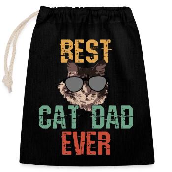 Cadeau de chat - Sac cadeau en coton avec cordon (25 x 30 cm) - noir - Devant