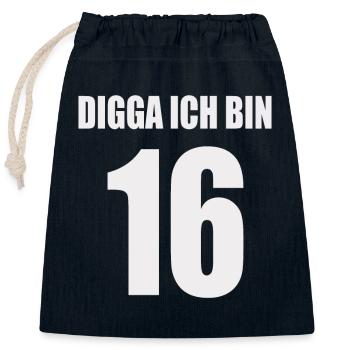 Digga J’ai 16 ans - Sac cadeau en coton avec cordon (25 x 30 cm) - bleu marine - Devant