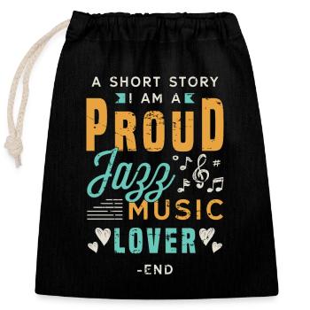 Amateur de musique jazz Une petite histoire Je suis un saxophoniste - Sac cadeau en coton avec cordon (25 x 30 cm) - noir - Devant