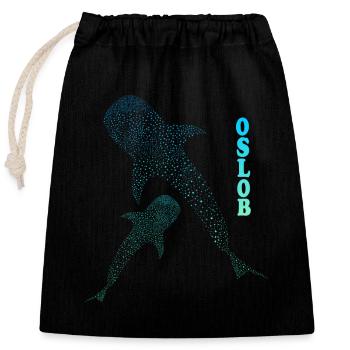 Oslob (en anglais seulement) - Sac cadeau en coton avec cordon (25 x 30 cm) - noir - Devant