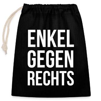 ENKEL GEGEN RECHTS - Verschließbarer Geschenkbeutel aus Baumwolle (25x30cm) - Schwarz - Vorne