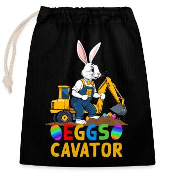 Lustiger Ostern Spruch Osterhase Baggerfahrer - Verschließbarer Geschenkbeutel aus Baumwolle (25x30cm) - Schwarz - Vorne