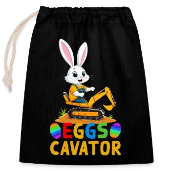 Lustiger Ostern Spruch Osterhase Baggerfahrer - Verschließbarer Geschenkbeutel aus Baumwolle (25x30cm) - Schwarz - Vorne