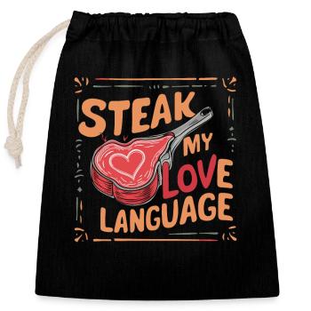 Grilled Steak Gournet Gym Rat Lean Protein Cook - Closable cotton gift bag (25x30cm) - black - Front