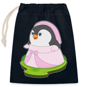 Penguin Bridal Wedding Dress Wedding - Closable cotton gift bag (25x30cm) - navy - Front