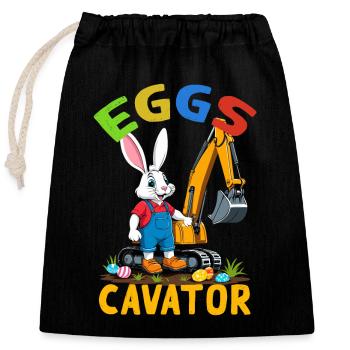 Lustiger Ostern Spruch Osterhase Baggerfahrer - Verschließbarer Geschenkbeutel aus Baumwolle (25x30cm) - Schwarz - Vorne