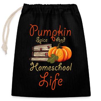 Pumpkin Spice And Homeschool Life - Closable cotton gift bag (25x30cm) - black - Front