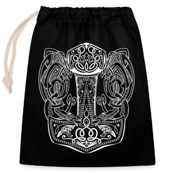 Thor's Hammer, Thor's Hammer, Mjölnir - Closable cotton gift bag (25x30cm) - black - Front