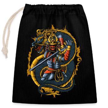 Japanese samurai warrior - Closable cotton gift bag (25x30cm) - black - Front