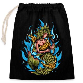 Sirène jouant de la harpe - Sac cadeau en coton avec cordon (25 x 30 cm) - noir - Devant
