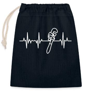 Pipe Wrench Heartbeat - Closable cotton gift bag (25x30cm) - navy - Front