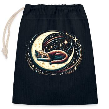 Cat, Astronaut, Astronomy, Outer Solar System - Closable cotton gift bag (25x30cm) - navy - Front