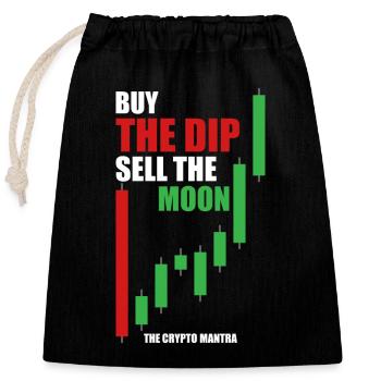 Buy The Dip, Sell The Moon - Das Krypto-Mantra. - Verschließbarer Geschenkbeutel aus Baumwolle (25x30cm) - Schwarz - Vorne