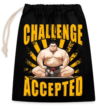 Challenge Accepted Sumo - Closable cotton gift bag (25x30cm) - black - Front