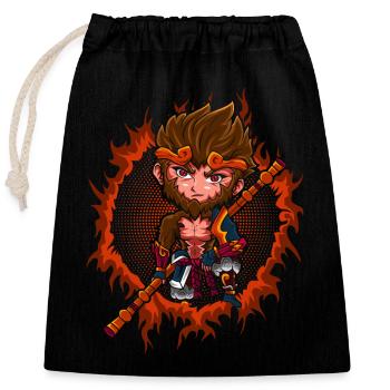 Chibi Monkey King - Closable cotton gift bag (25x30cm) - black - Front