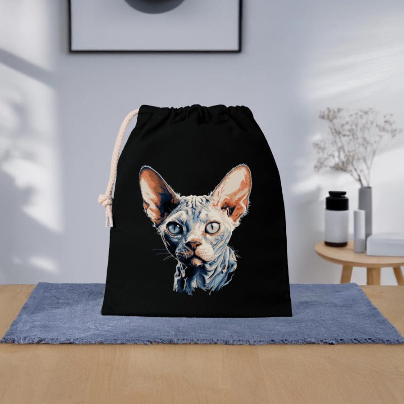 Chaton Devon Rex Chat Devon Rex Sac cadeau en coton avec cordon (25 x 30 cm)