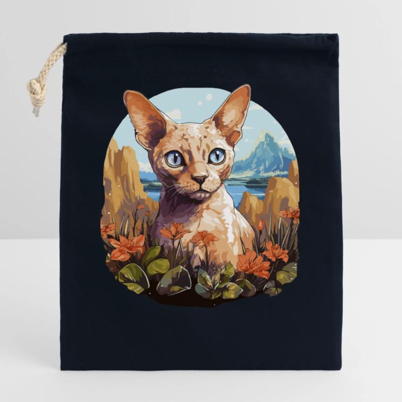 Chaton Devon Rex Chat Devon Rex Sac cadeau en coton avec cordon (25 x 30 cm)