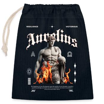 Marcus Aurelius Stoic Streetwear - Closable cotton gift bag (25x30cm) - navy - Front