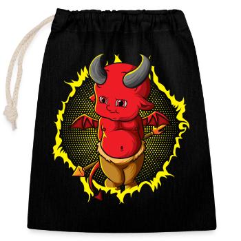 The little baby devil with trident - Closable cotton gift bag (25x30cm) - black - Front