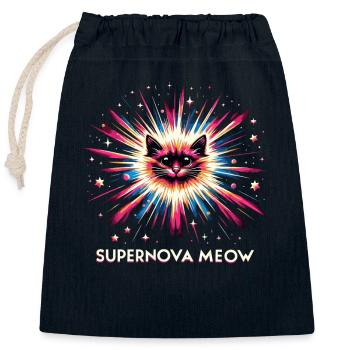 Chat, Astronaute, Astronomie, Système Solaire Externe - Sac cadeau en coton avec cordon (25 x 30 cm) - bleu marine - Devant
