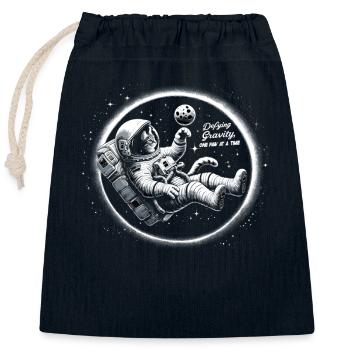 Cat, Astronaut, Astronomy, Outer Solar System - Closable cotton gift bag (25x30cm) - navy - Front