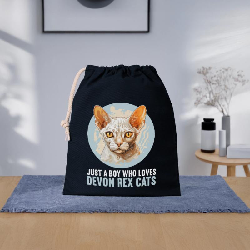 Devon Rex Kitten Devon Rex Cat Closable cotton gift bag (25x30cm)