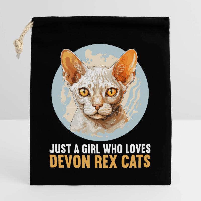 Chaton Devon Rex Chat Devon Rex Sac cadeau en coton avec cordon (25 x 30 cm)