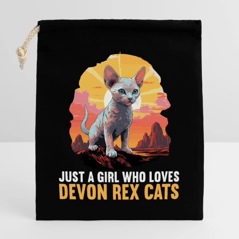 Chaton Devon Rex Chat Devon Rex Sac cadeau en coton avec cordon (25 x 30 cm)