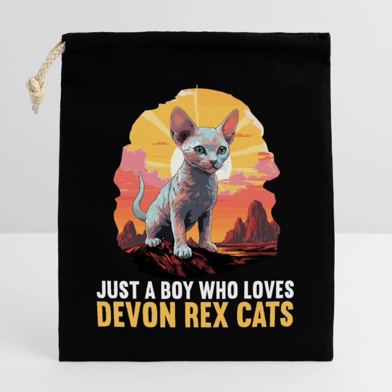 Chaton Devon Rex Chat Devon Rex Sac cadeau en coton avec cordon (25 x 30 cm)