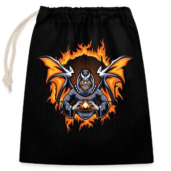 Ange noir avec fond de feu en demi-teinte - Sac cadeau en coton avec cordon (25 x 30 cm) - noir - Devant