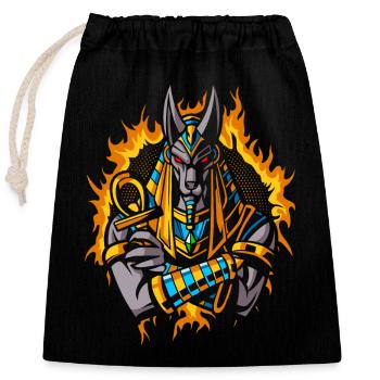 Anubis-Gott mit Halbton-Goldfeuer - Verschließbarer Geschenkbeutel aus Baumwolle (25x30cm) - Schwarz - Vorne