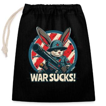 Anime Bunny Soldat, Faire L’Amour, La Guerre Suce - Sac cadeau en coton avec cordon (25 x 30 cm) - noir - Devant