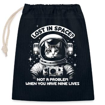 Katze Astronaut Astronomie Äußeres Sonnensystem - Verschließbarer Geschenkbeutel aus Baumwolle (25x30cm) - Navy - Vorne
