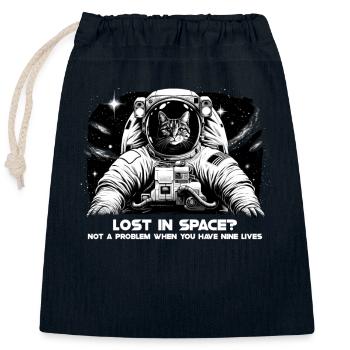 Katze Astronaut Astronomie Äußeres Sonnensystem - Verschließbarer Geschenkbeutel aus Baumwolle (25x30cm) - Navy - Vorne
