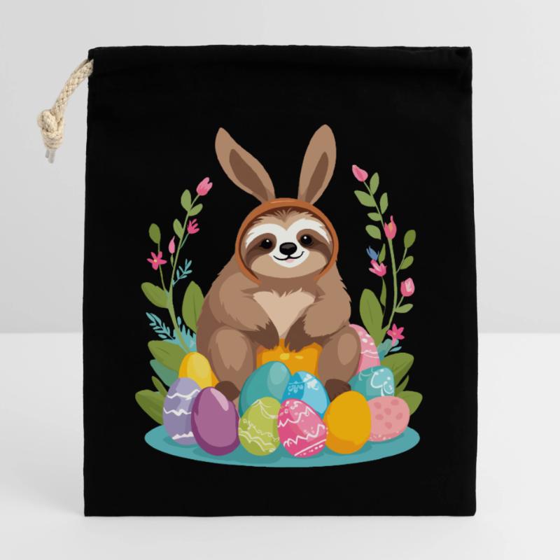 Funny Sloth Easter Bunny Iconic Easter Closable cotton gift bag (25x30cm)