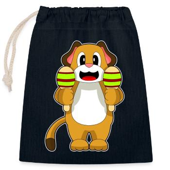 Dog Musician Rattle Music - Closable cotton gift bag (25x30cm) - navy - Front