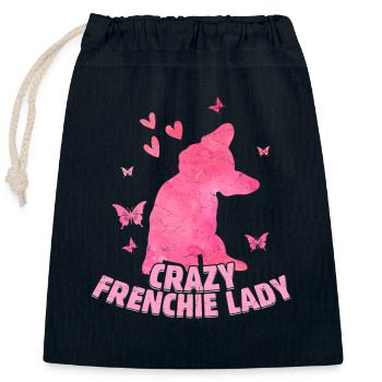 Crazy Frenchie Lady French Bulldog Owner - Verschließbarer Geschenkbeutel aus Baumwolle (25x30cm) - Navy - Vorne