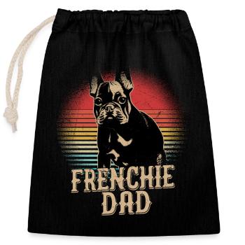Frenchie Dad French Bulldog Owner - Verschließbarer Geschenkbeutel aus Baumwolle (25x30cm) - Schwarz - Vorne