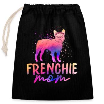 Frenchie Mom Propriétaire de chien bouledogue français - Sac cadeau en coton avec cordon (25 x 30 cm) - noir - Devant