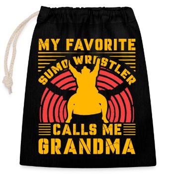 Mon lutteur de sumo préféré m’appelle grand-mère - Sac cadeau en coton avec cordon (25 x 30 cm) - noir - Devant